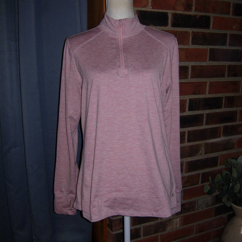 Danskin 1/4 Zip Pullover Thumb Holes Active Top L